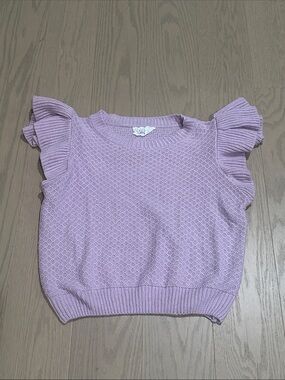 Lavender Knit Ruffle Sleeve Sweater Top